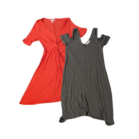 Women's Motherhood Maternity Dresses (set of 2), Red/Gray, Size M - Picture 1 of 5